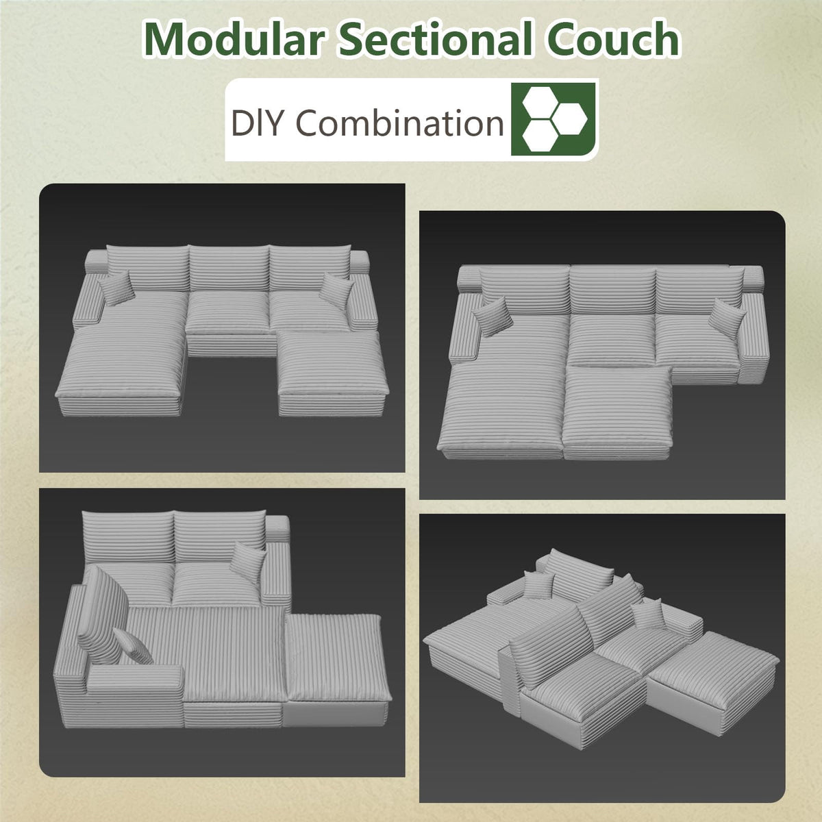 Green U-3 Left+Ottoman W2824S00131-Z