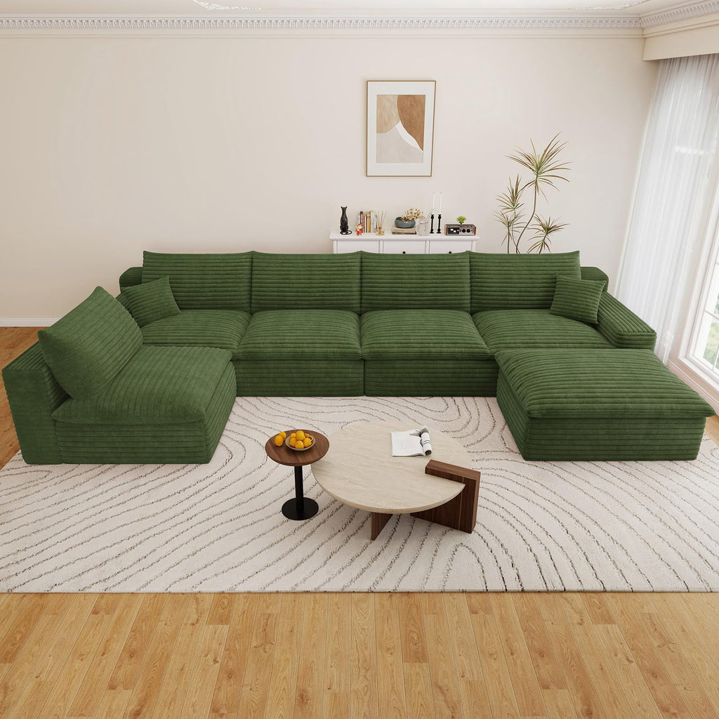 Green U-5 Seater+Ottoman W2824DIY148-Z