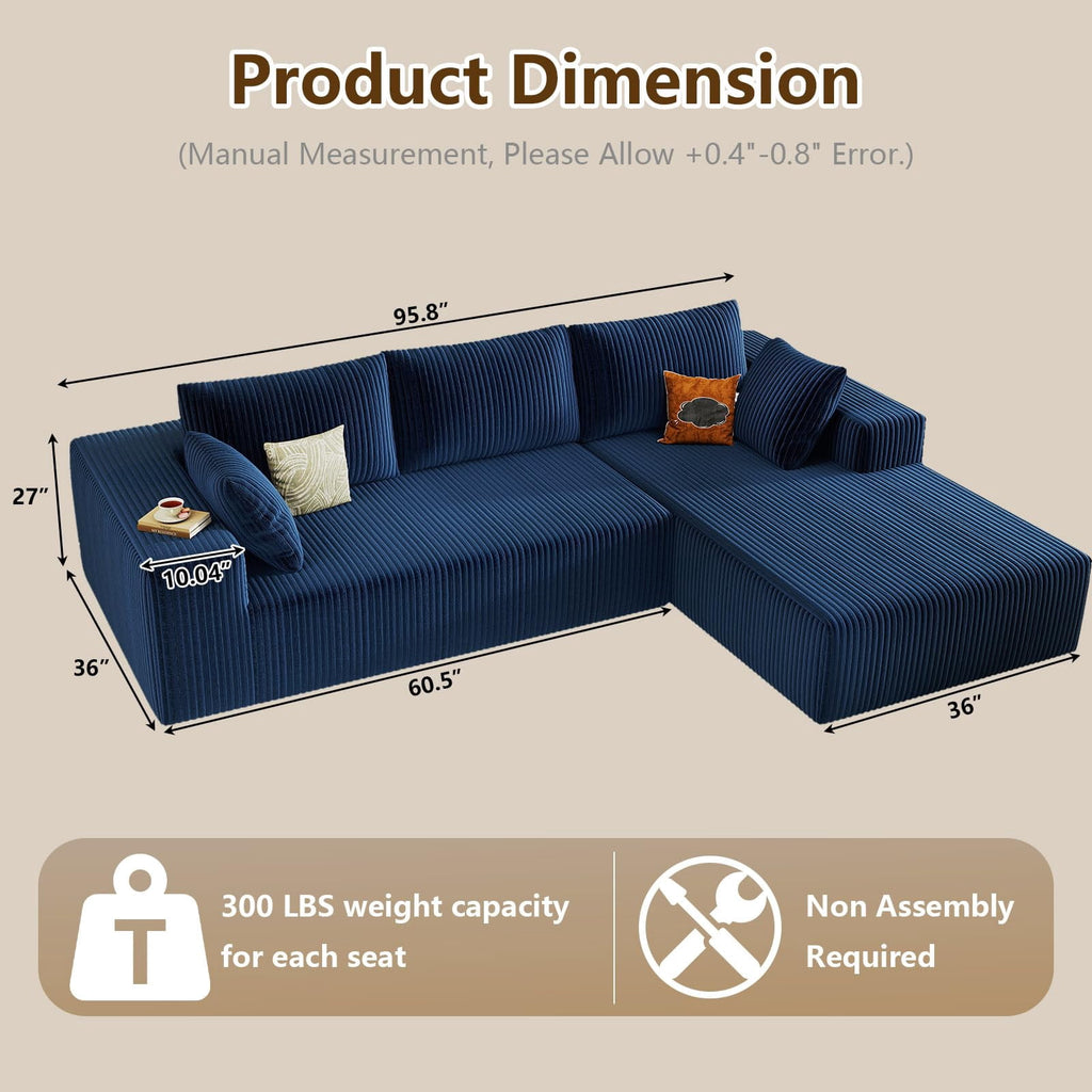 Blue 96" Right Facing Chaise W3315P374750-R