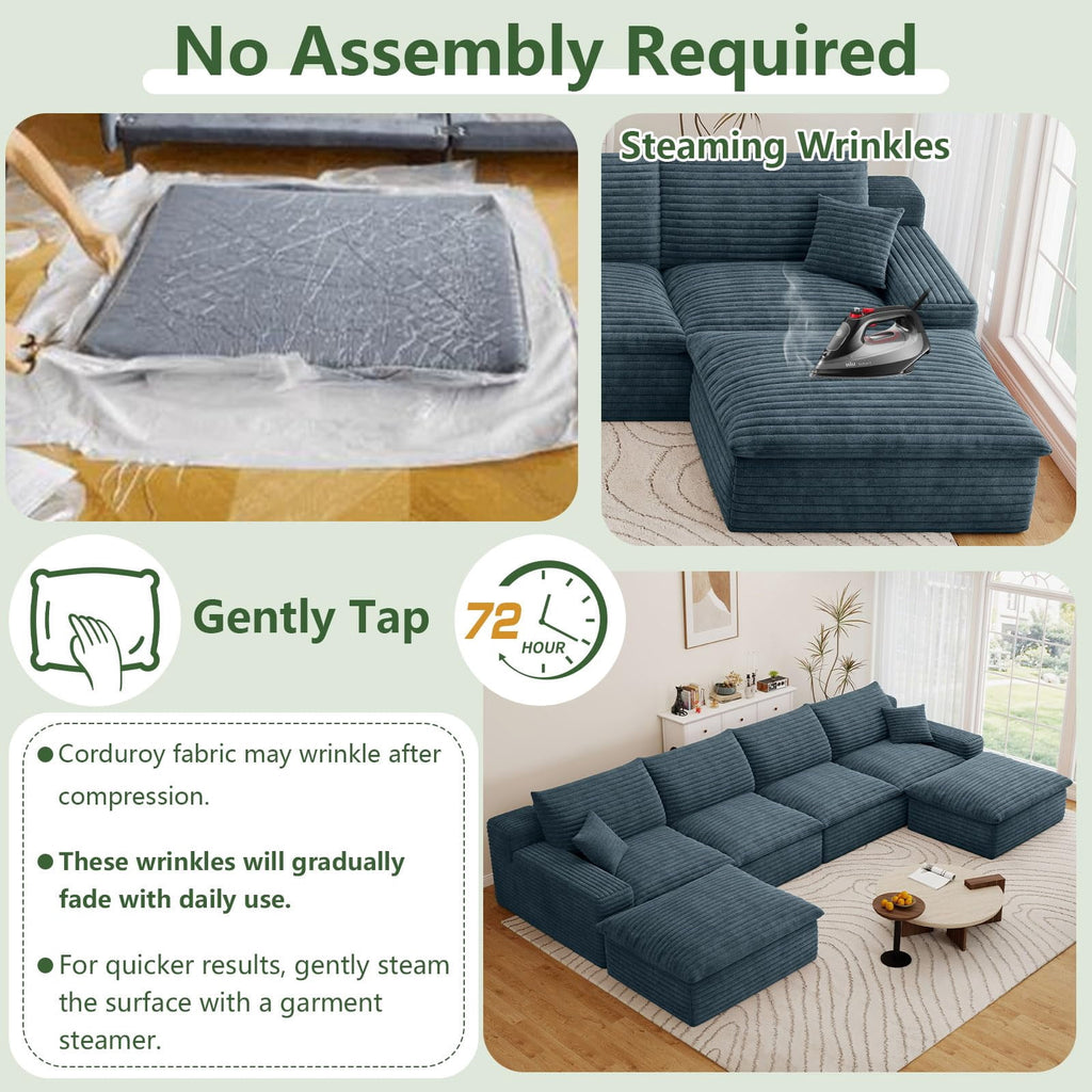 Blue U-4 Seater+2 Ottoman W2824DIY140-Z