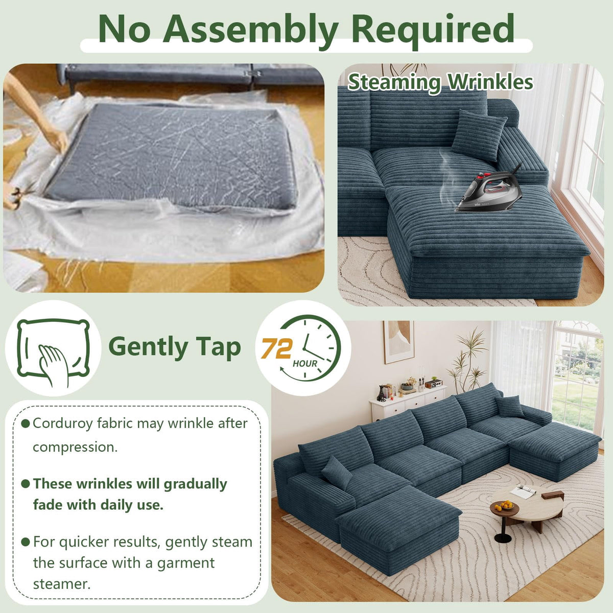Blue U-4 Seater+2 Ottoman W2824DIY140-Z