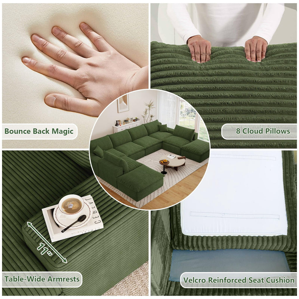 Green U-6 Seater+2 Ottoman W2824DIY151-Z