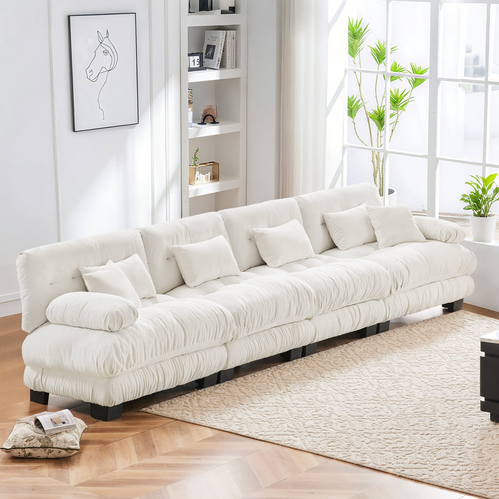 White Chenille 4 Seater W714S01004