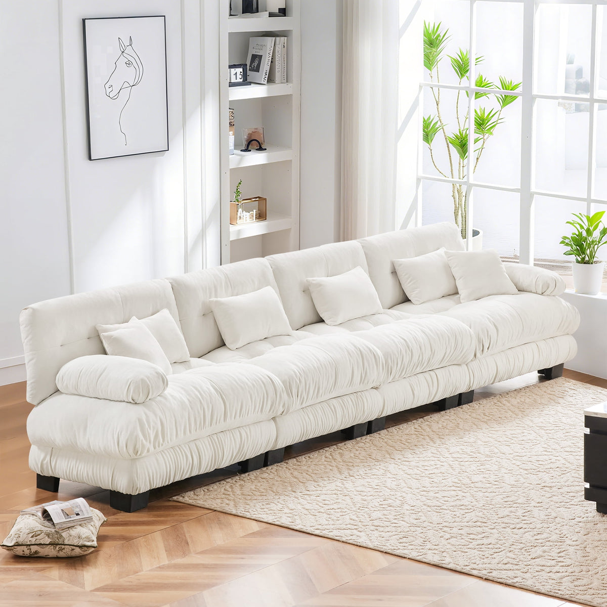 White Chenille 4 Seater W714S01004