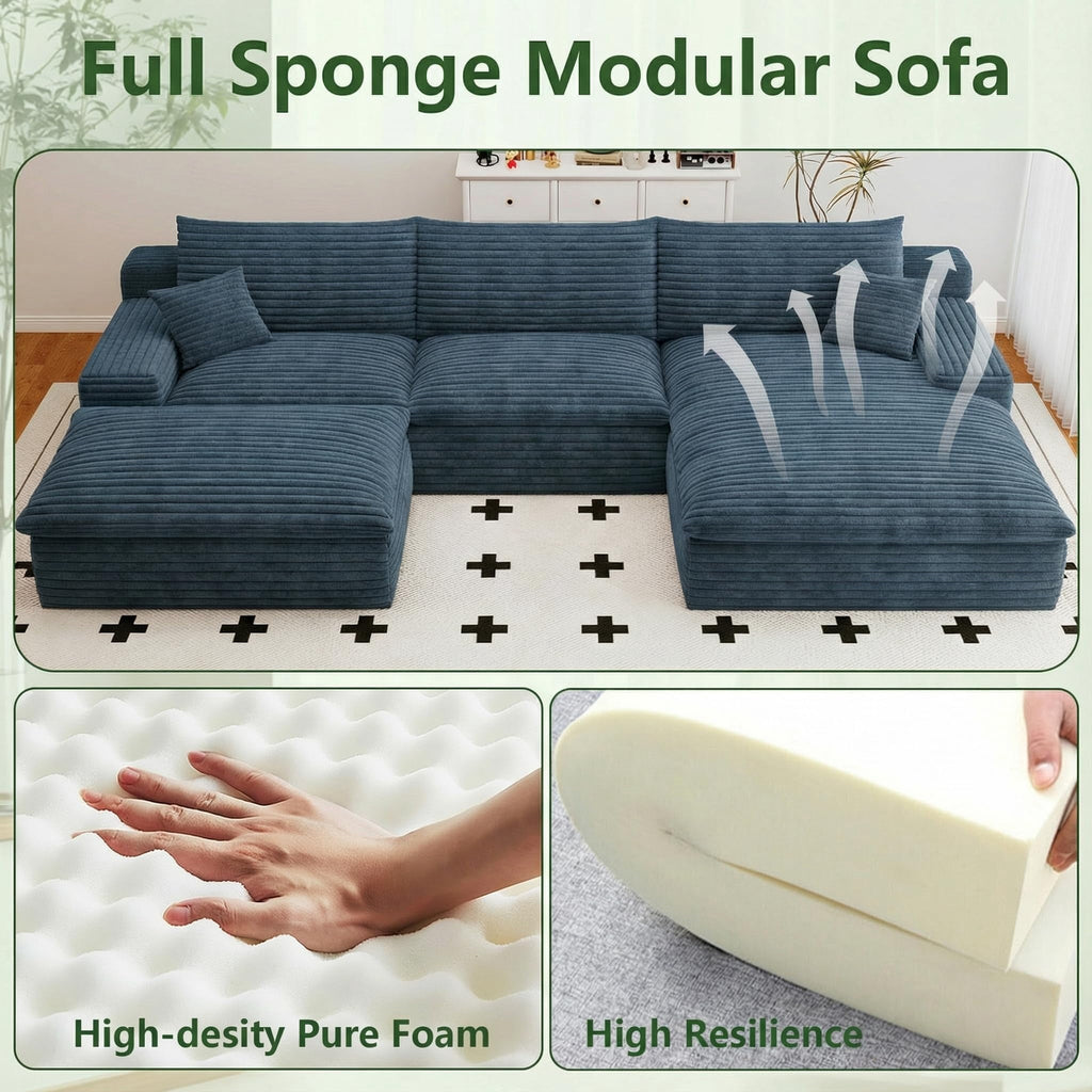 Blue U-3 Right+Ottoman W2824DIY101-ZZ