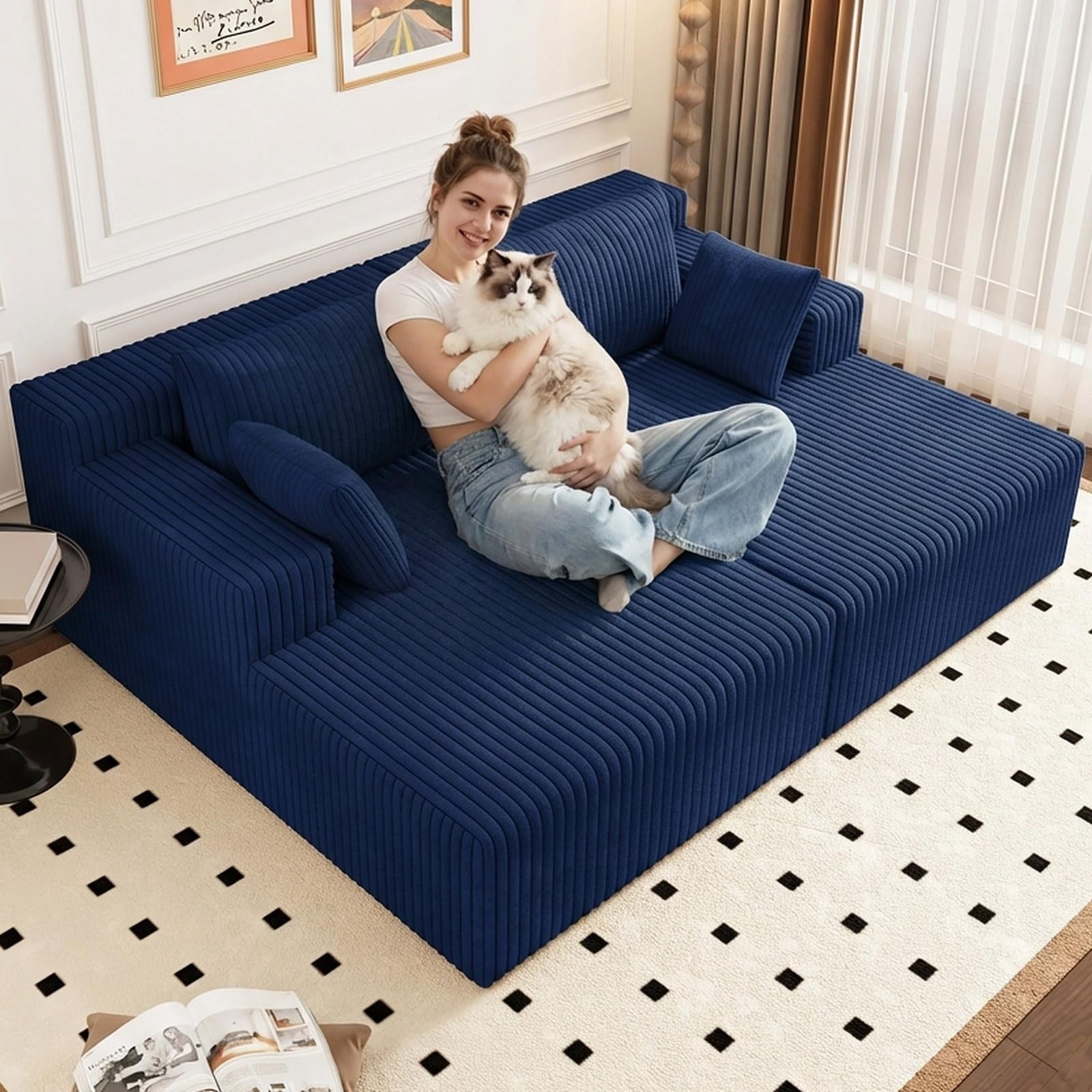 Blue Modern, Minimalist, Cozy, Modular Living, Contemporary W5571P450562-blue