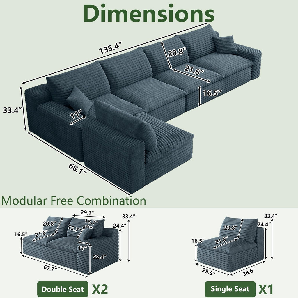 Blue L-5 Seater W2824DIY122-Z