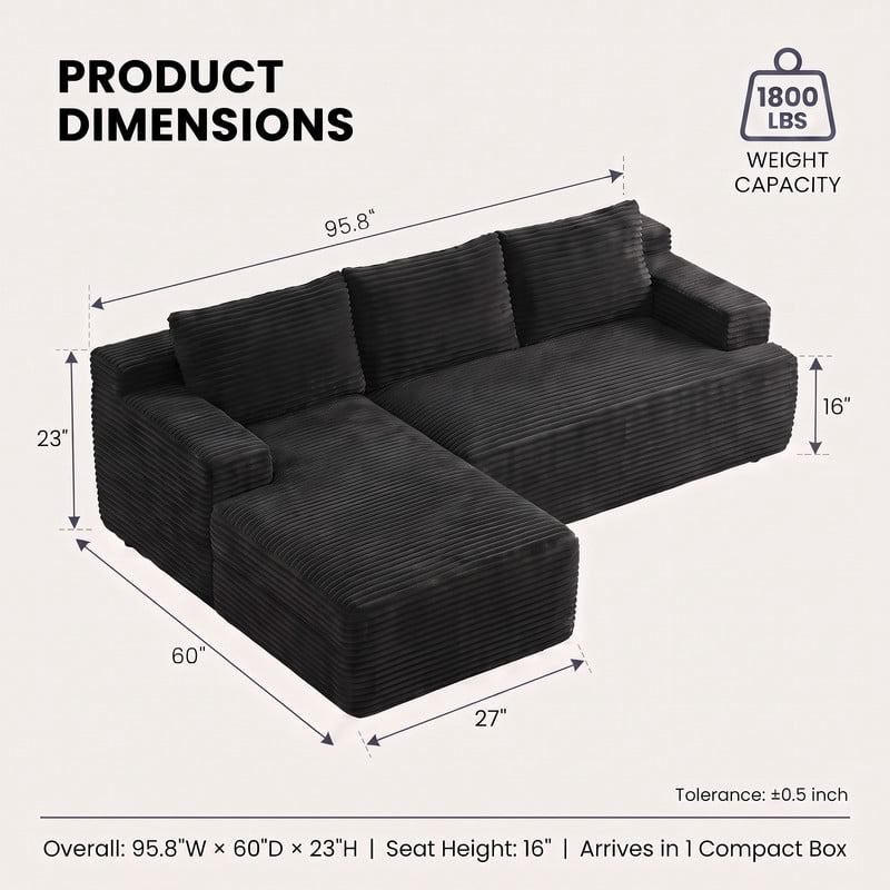 Black Left Facing Chaise W5571P500137gen