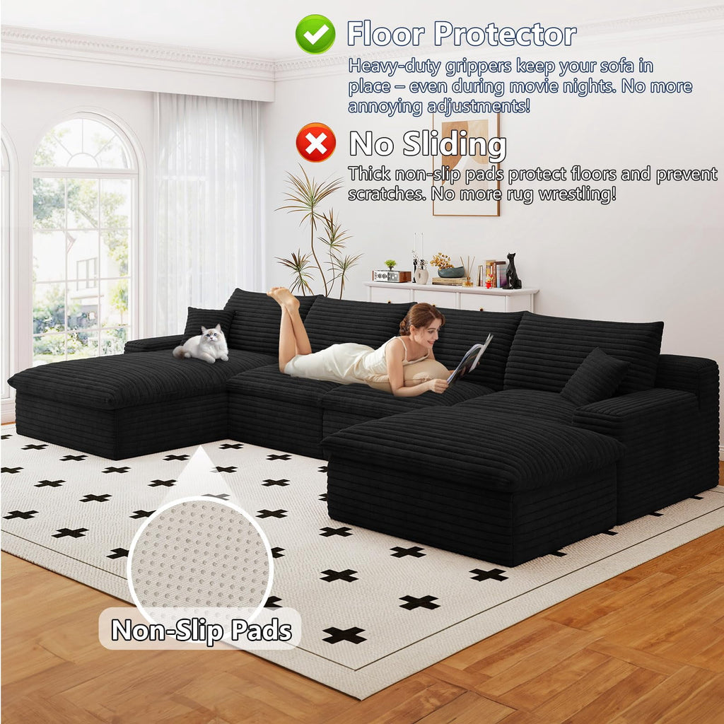 Black U-4 Left+Ottoman W2824S00151-Z