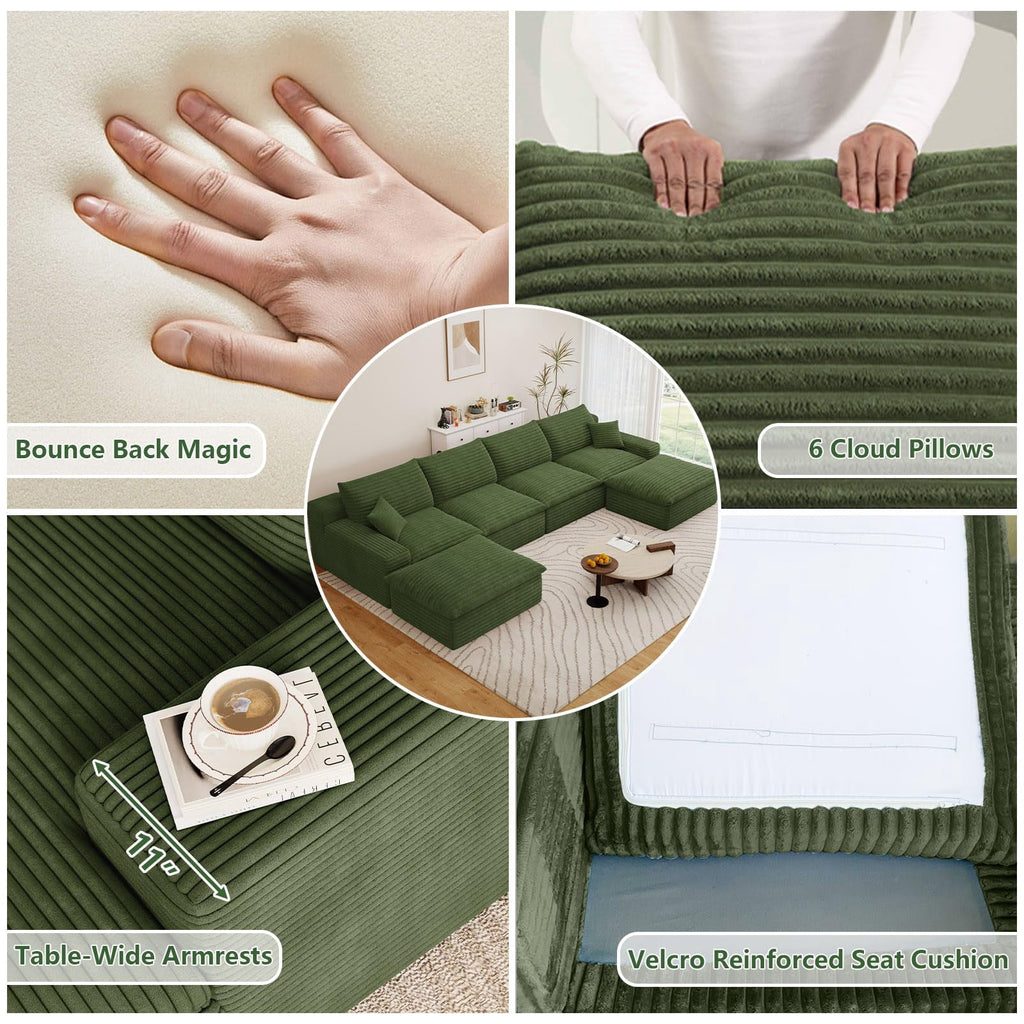 Green U-4 Seater+2 Ottoman W2824DIY139-Z