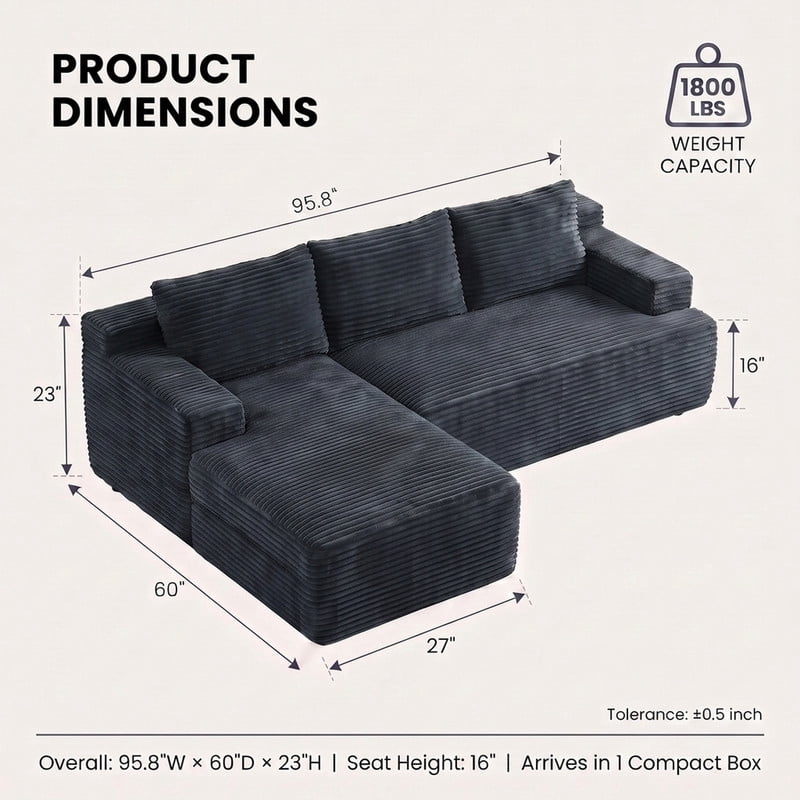 Dark Gray Left Facing Chaise W5571P500143gen