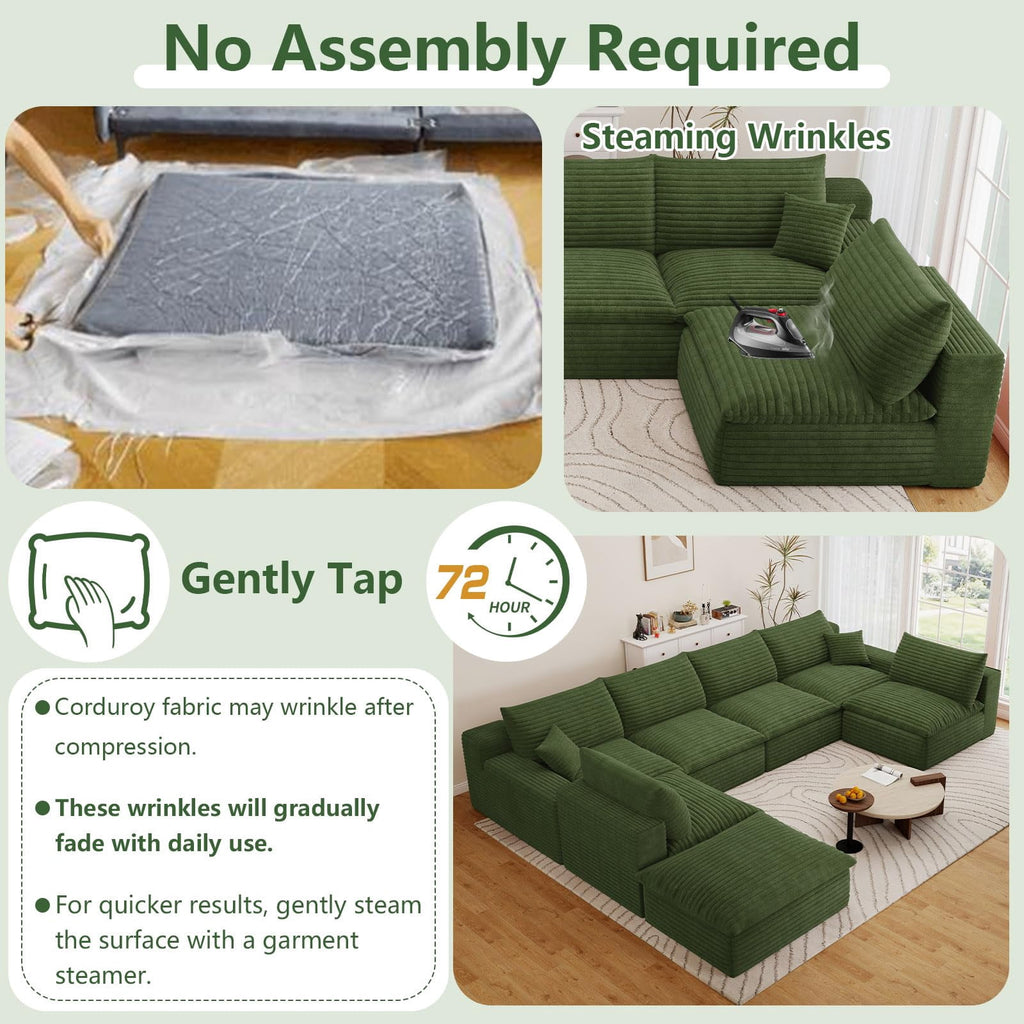 Green U-6 Seater+Ottoman W2824DIY150-Z