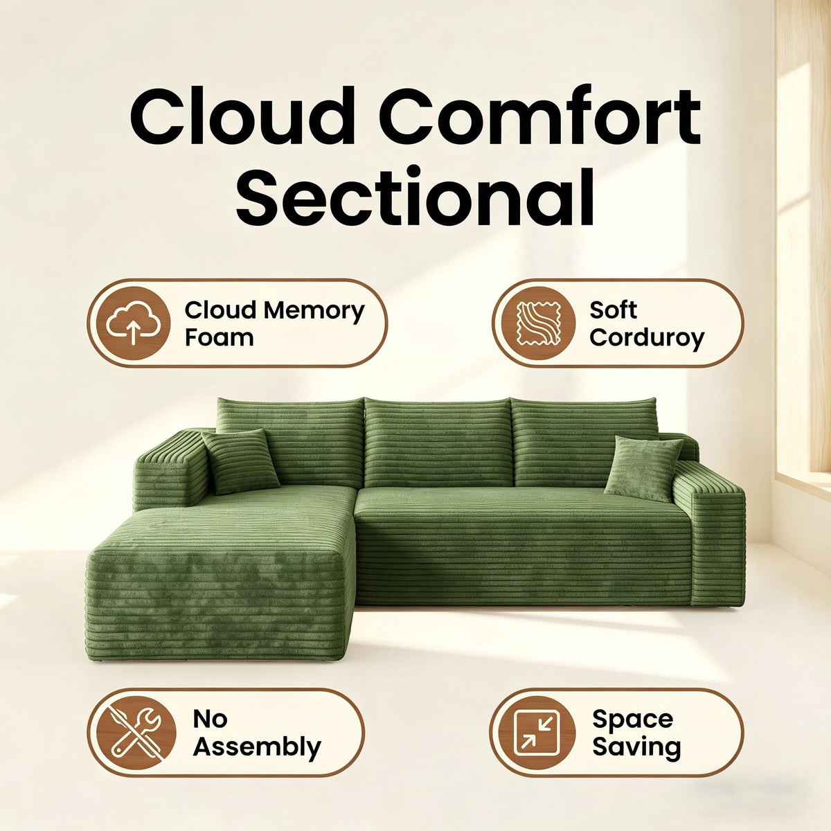 Green Left Facing Chaise W5571P500141-