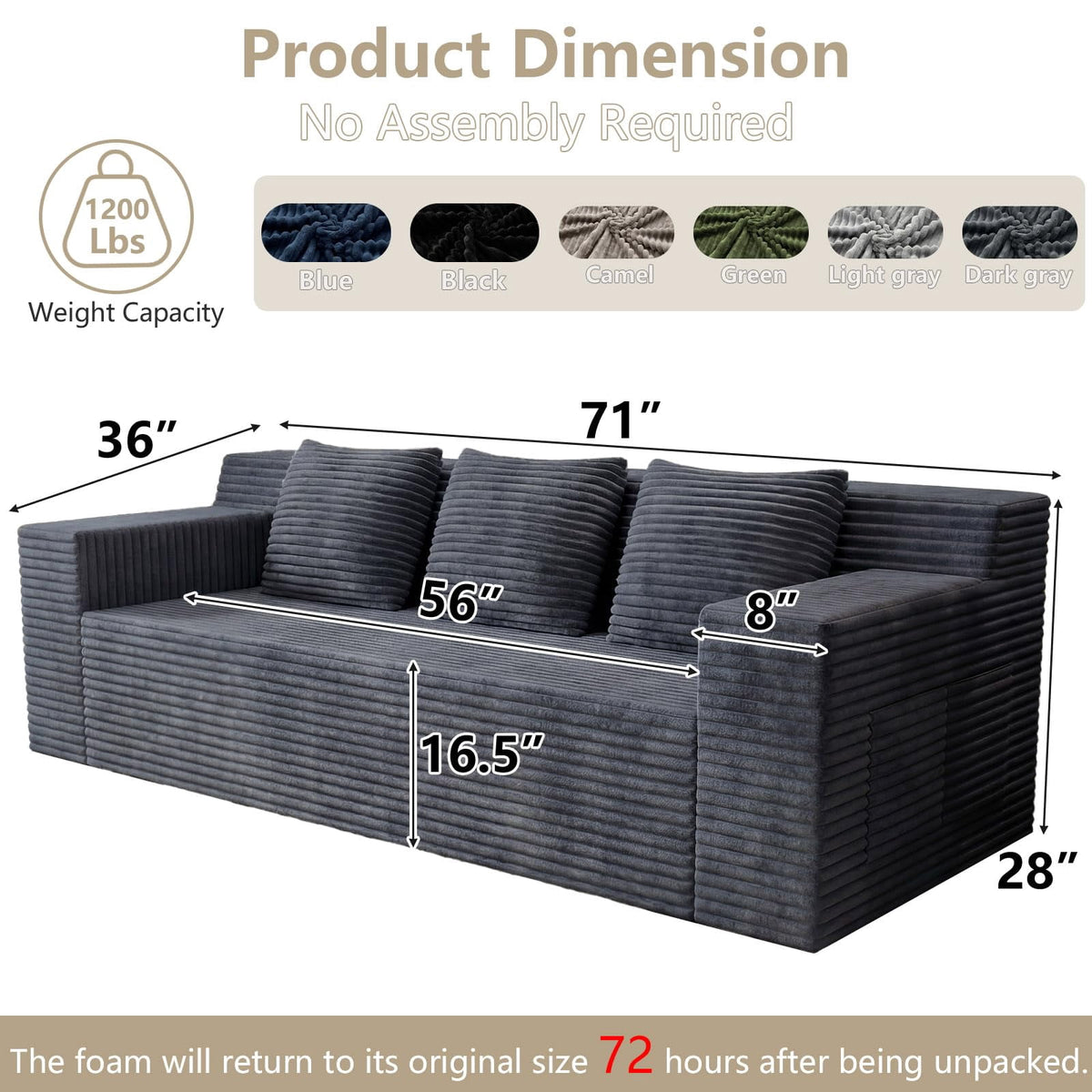 Dark Gray Square Arms W5571P465274-ZZ/