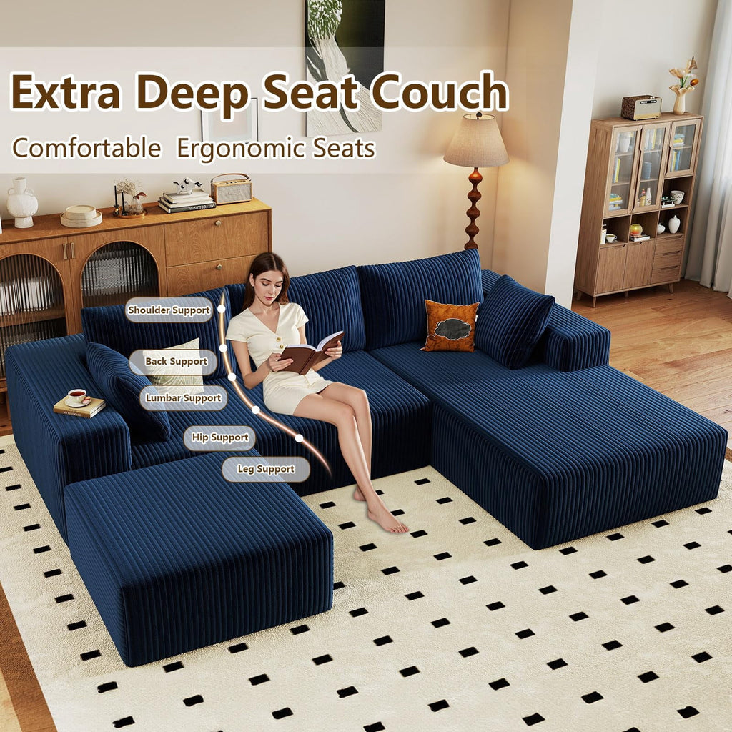 Blue Small-3 Seaters Right Chaise+Ottoman W3315DIY55