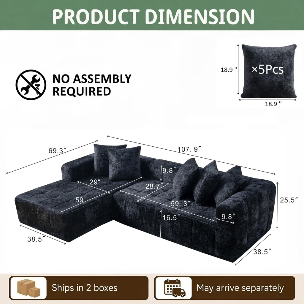 Black Left Chaise W5515S00016