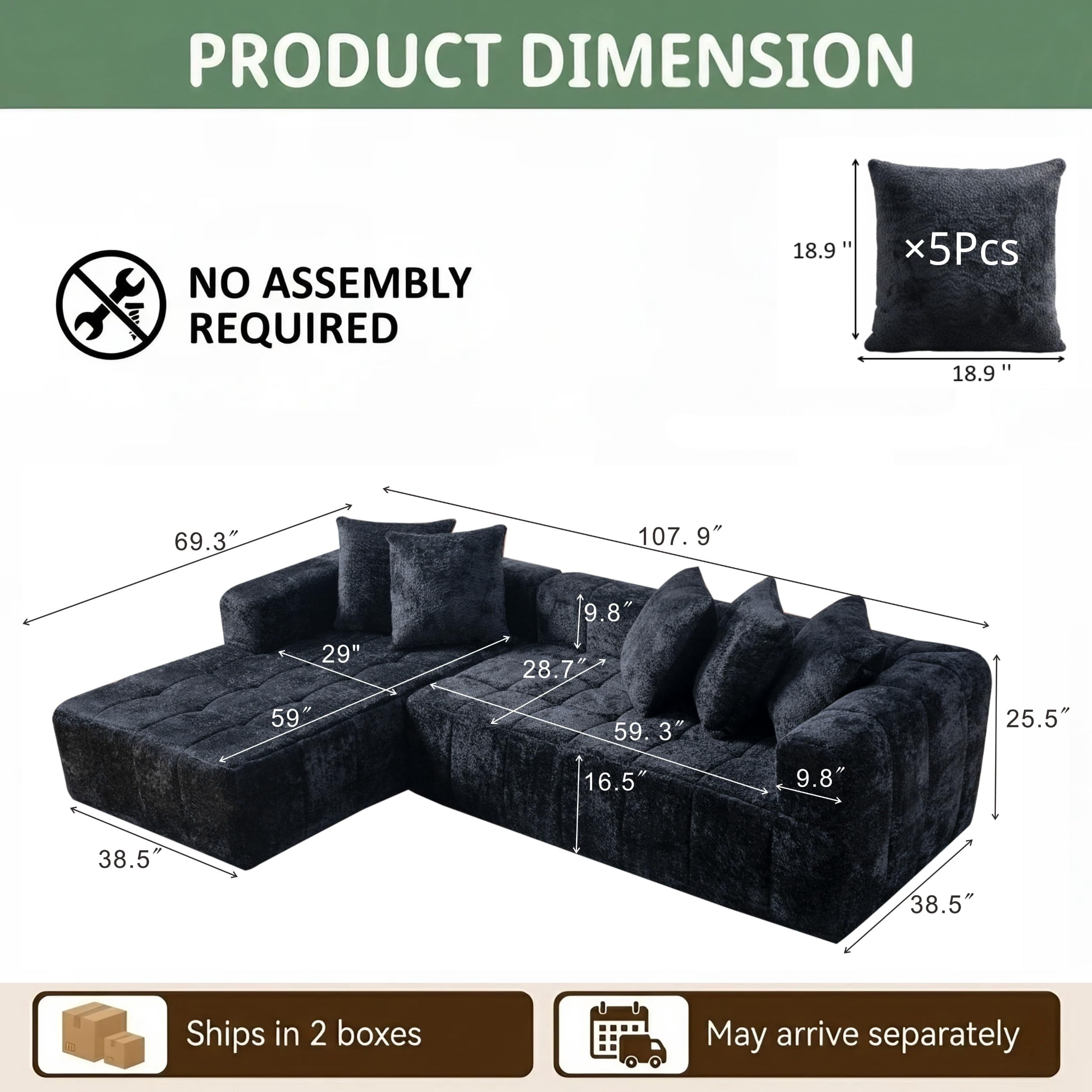 Black Left Chaise W5515S00016