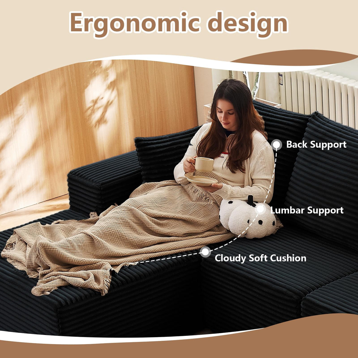 Black 135" Right Facing Chaise W2824S00029/////