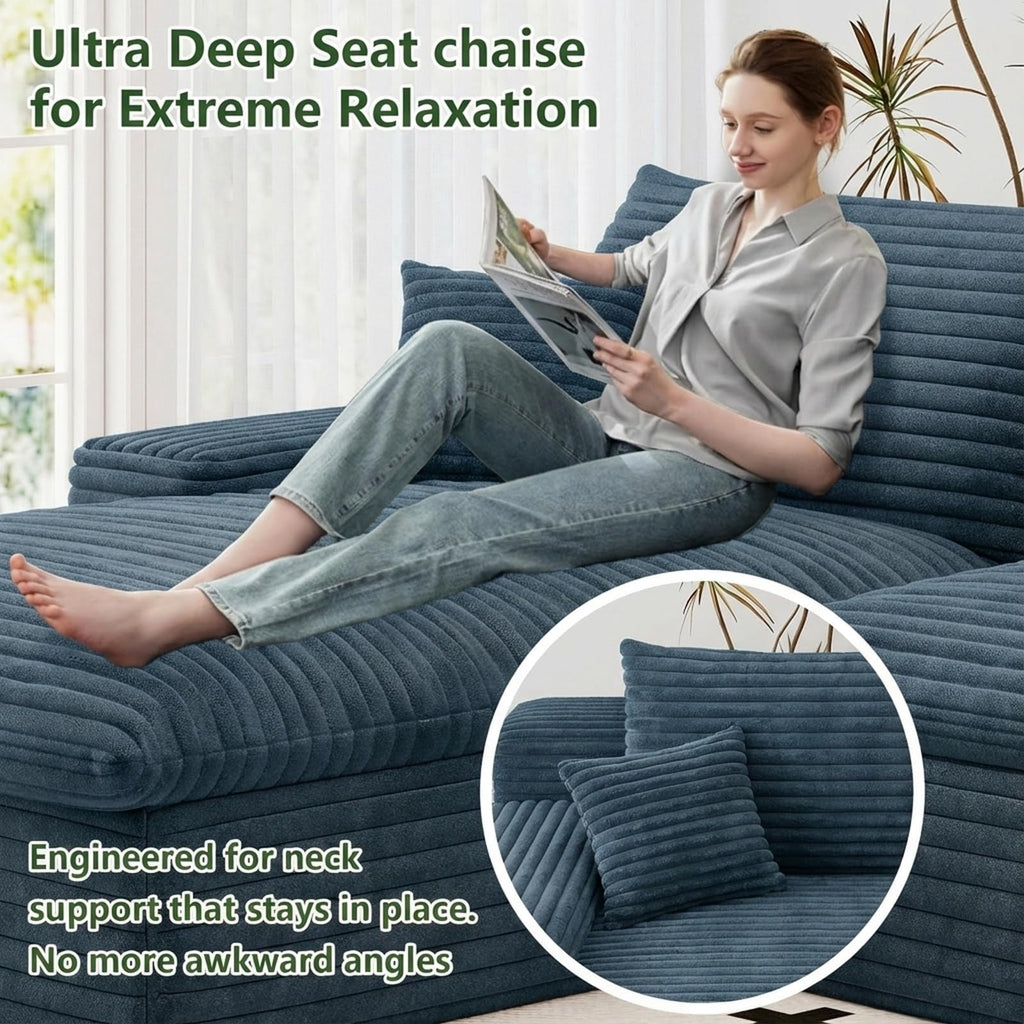 Blue U-4 Left+Ottoman W2824DIY103-ZZ