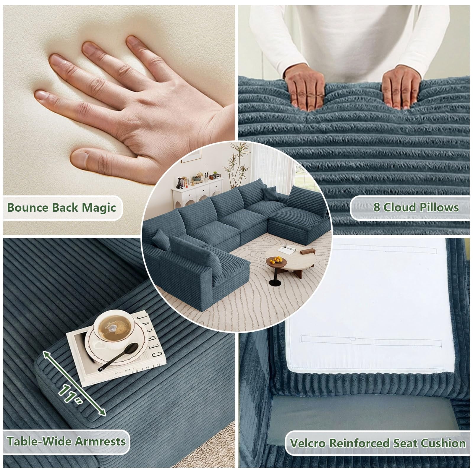 Blue U-6 Seater W2824DIY143-ZZ
