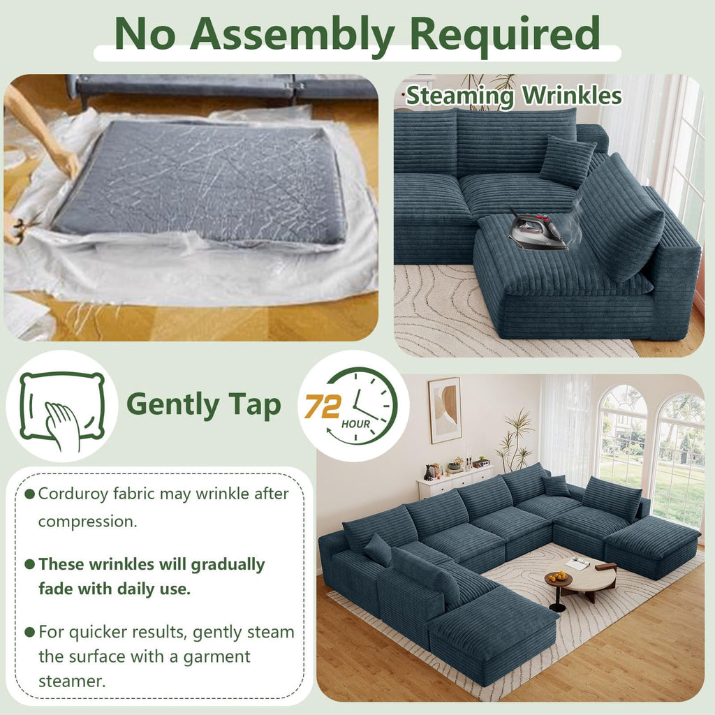 Blue U-6 Seater+2 Ottoman W2824DIY109-ZZ