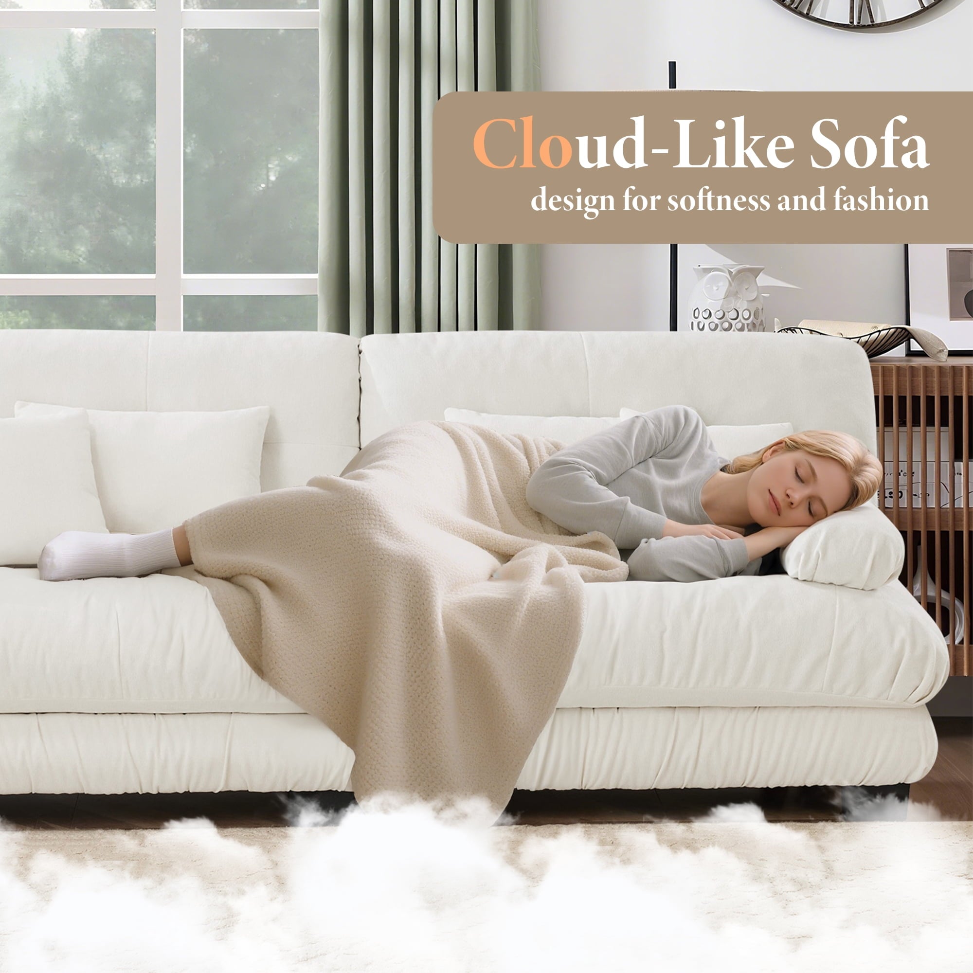 White Chenille 4 Seater W714S01004