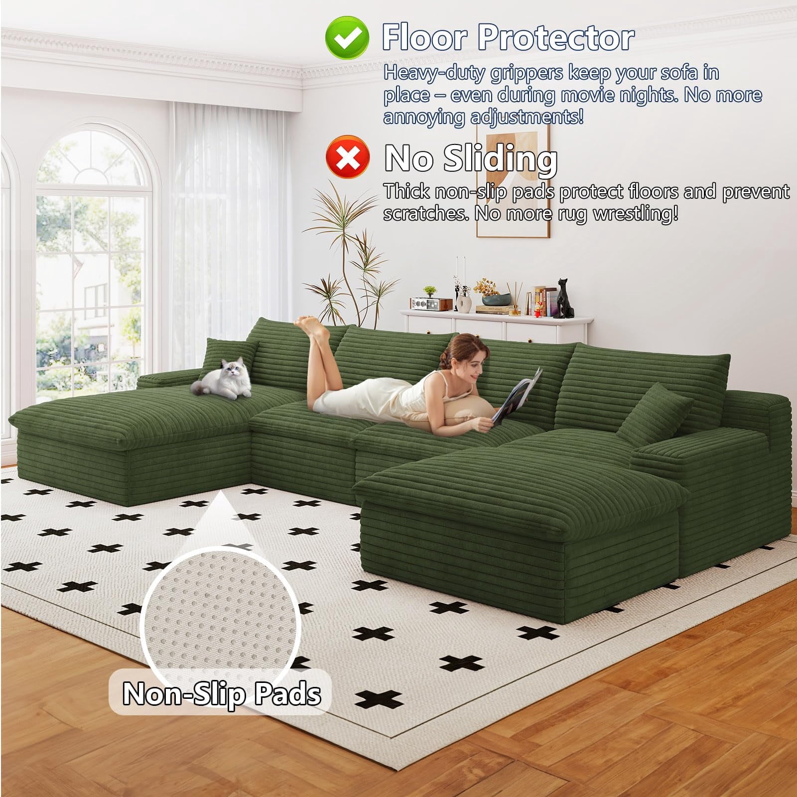 Green U-4 Left+Ottoman W2824S00135-Z