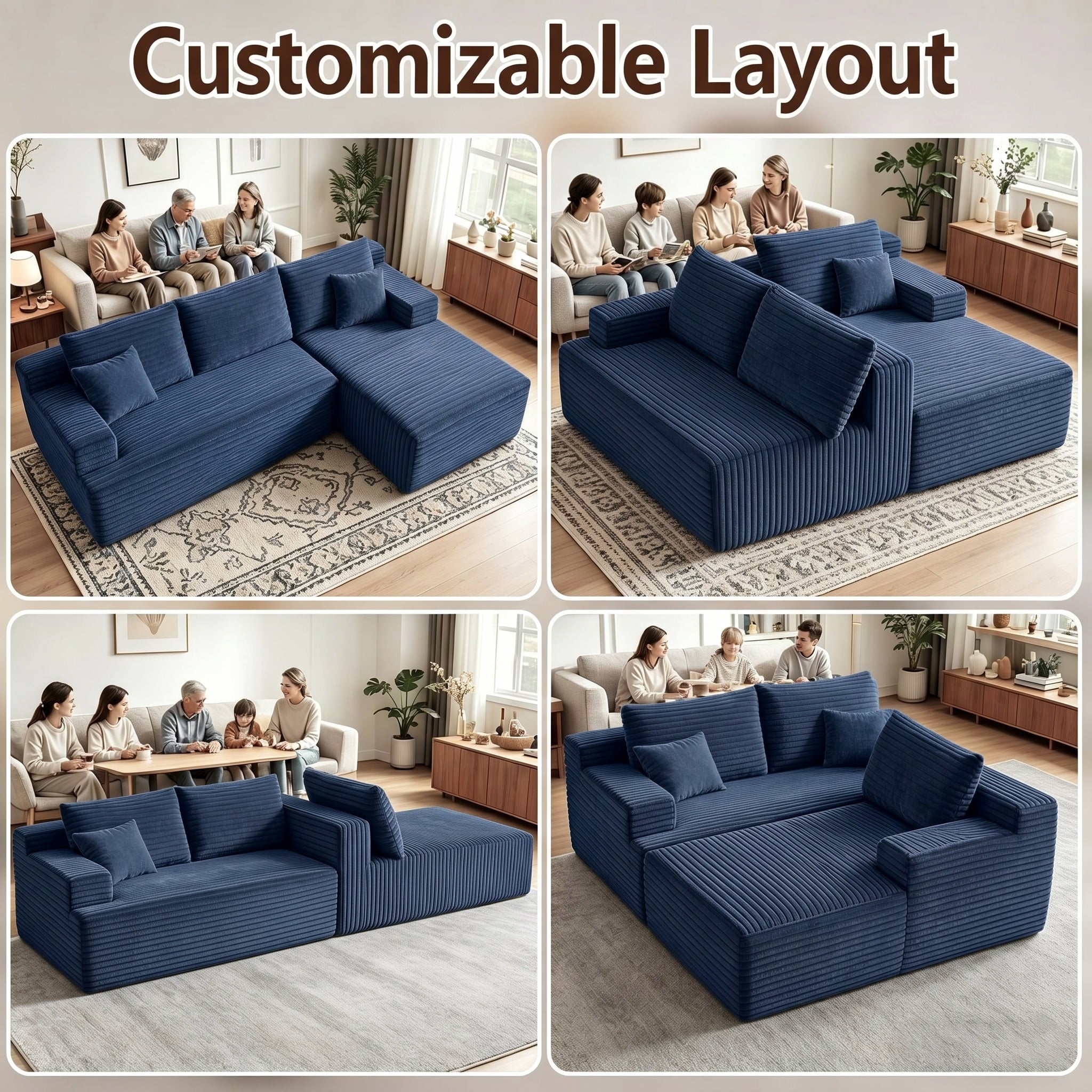 Blue Right Facing Chaise W5571P500138-