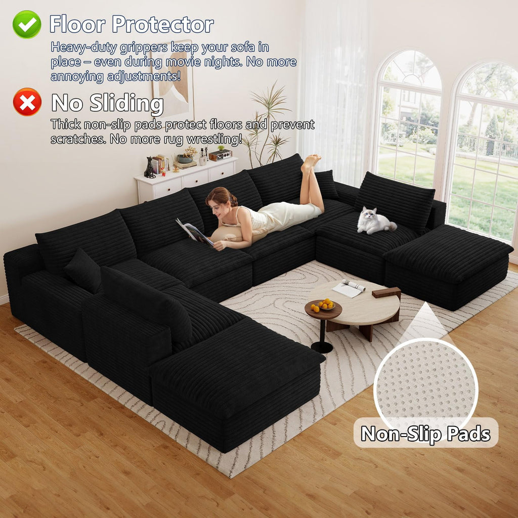 Blcak U-6 Seater+2 Ottoman W2824DIY126-ZZ