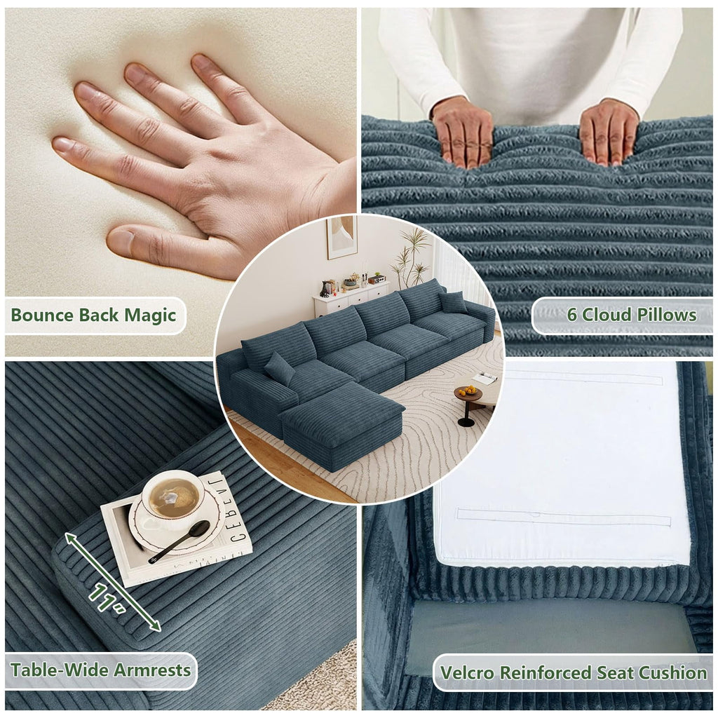 Blue L-4 Seater+Ottoman W2824DIY141-ZZ