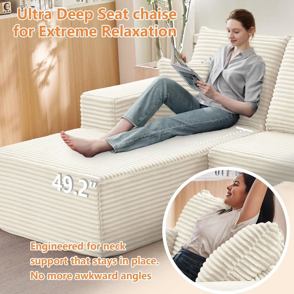White 135" Left Facing Chaise W2824S00117/