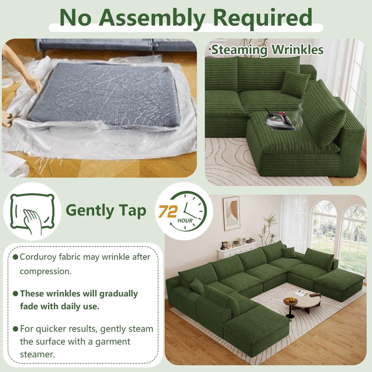 Green U-6 Seater+2 Ottoman W2824DIY151-Z