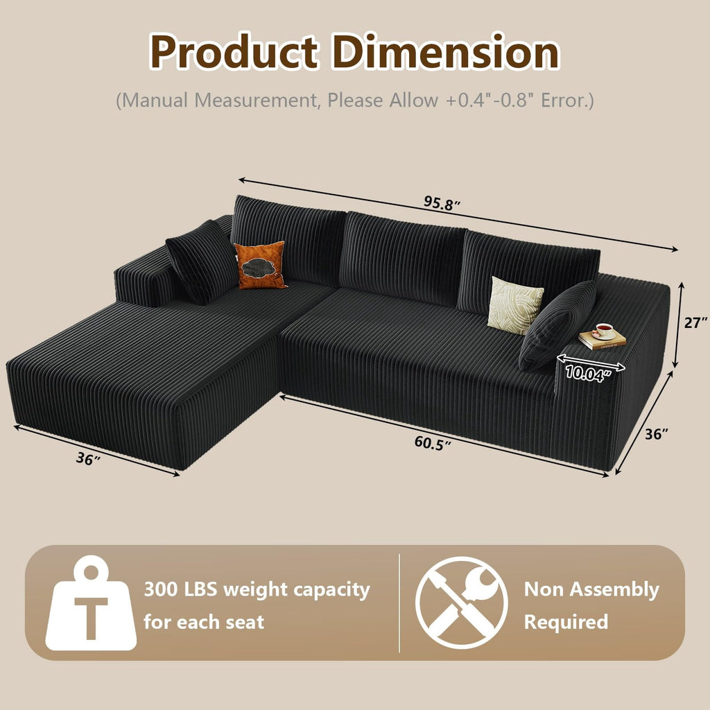 Black 96" Left Facing Chaise W3315P374744/