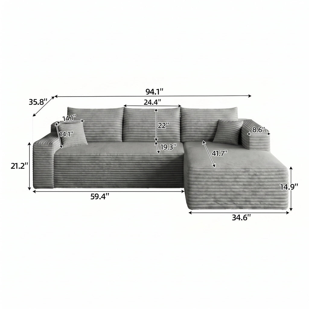 Grey Right Facing Chaise W5571P500146-