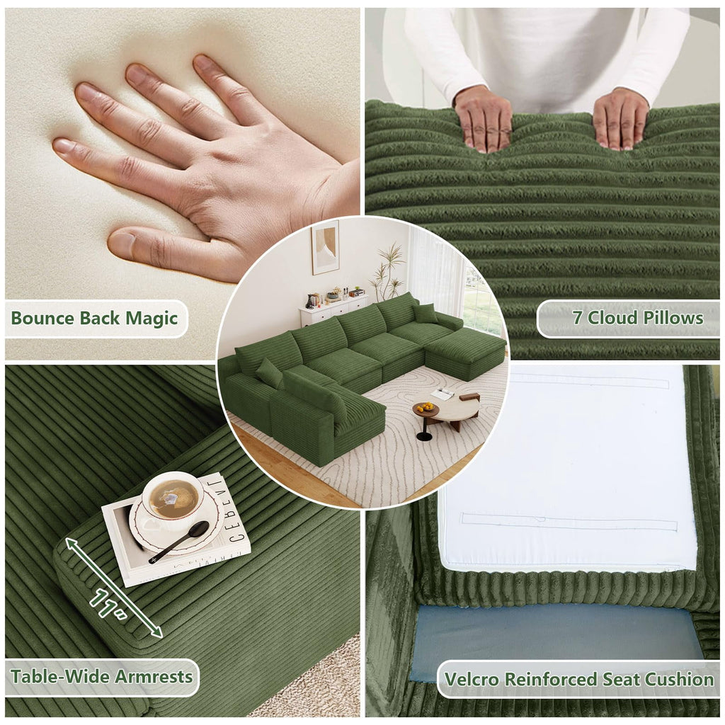 Green U-5 Seater+Ottoman W2824DIY148-Z