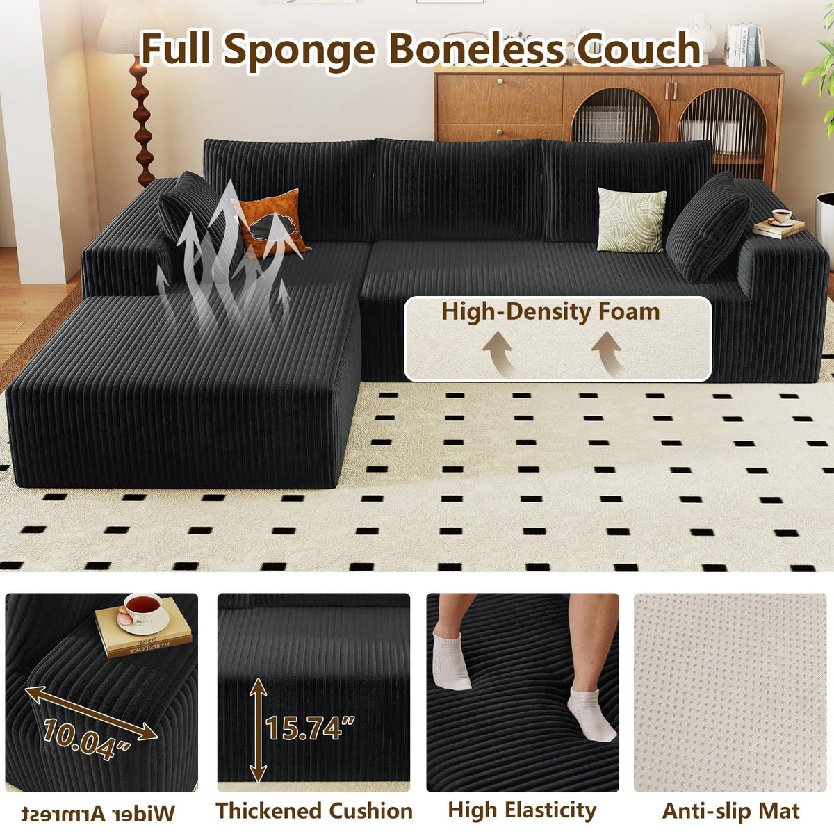 Black 96" Left Facing Chaise W3315P374744/