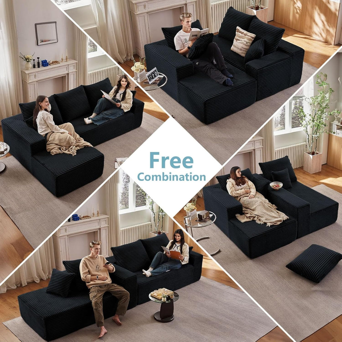 Black Left-facing chaise W3315P374744-L-left-black