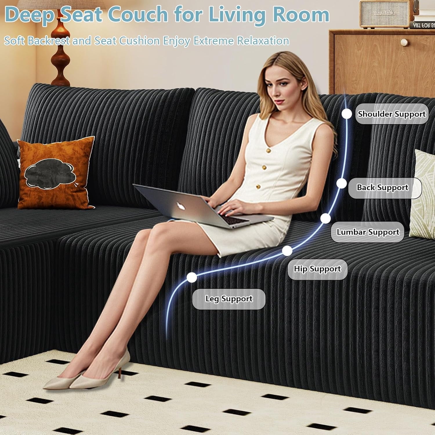 Black Left-facing chaise W5571P500137-ODUWA
