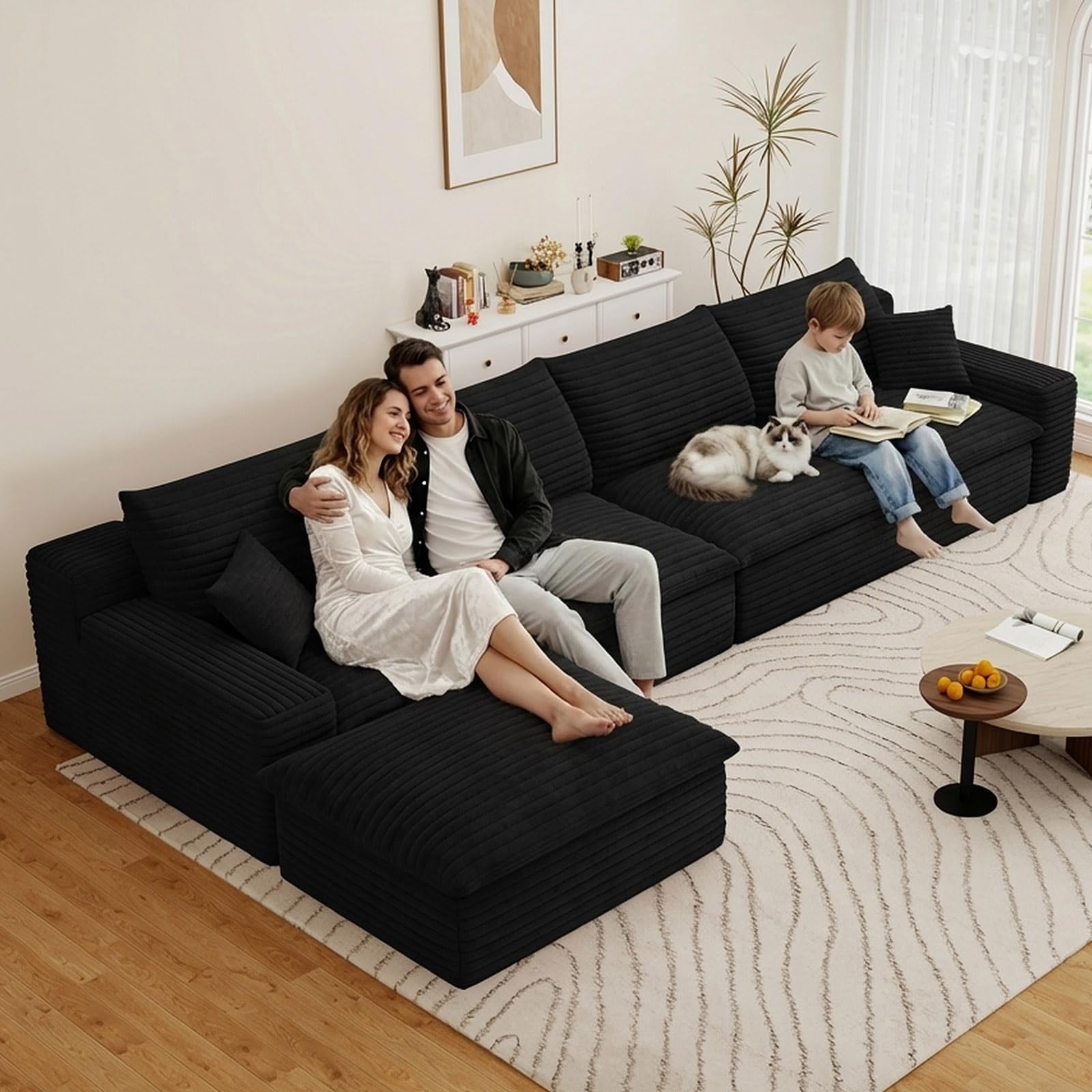 Black L-4 Seater+Ottoman W2824DIY131-Z