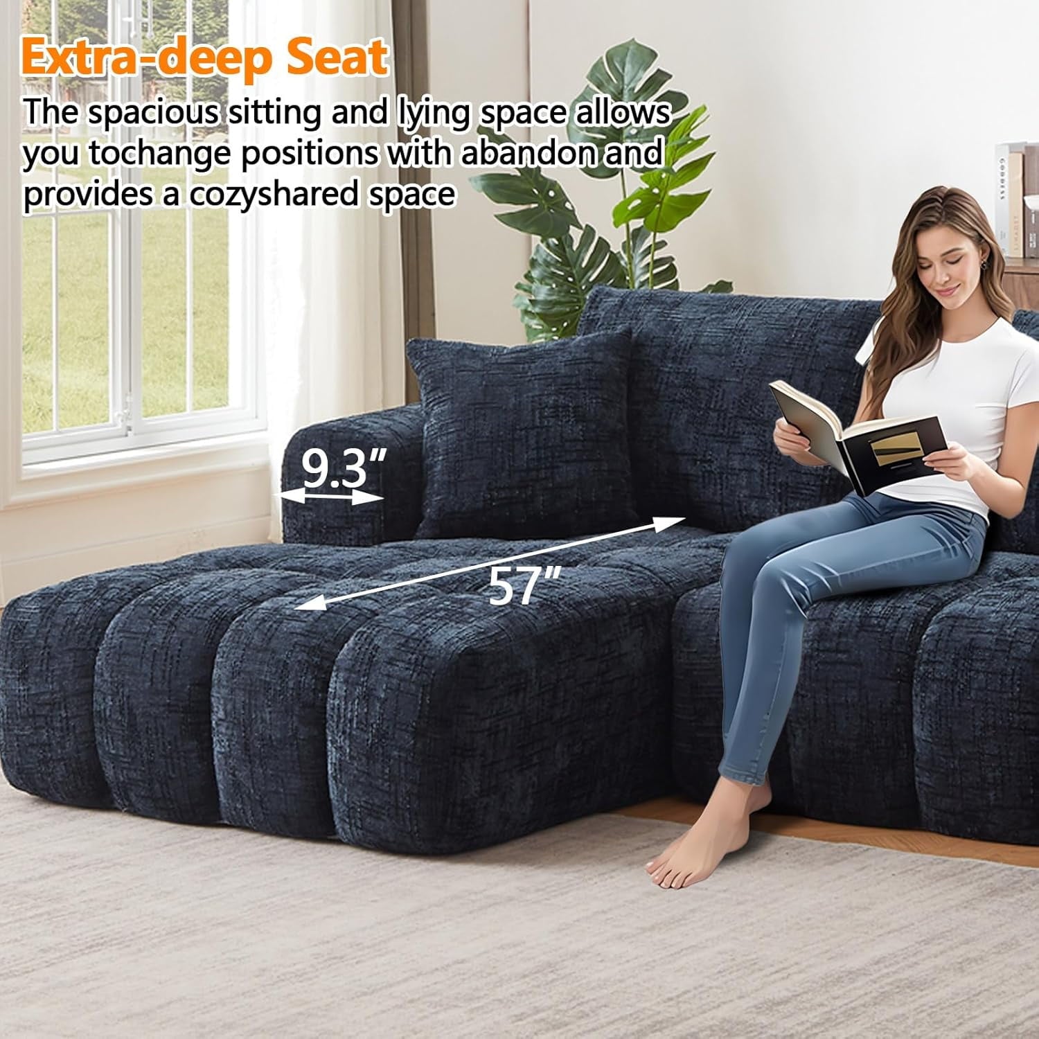 Blue Right Facing Chaise W2339S00036