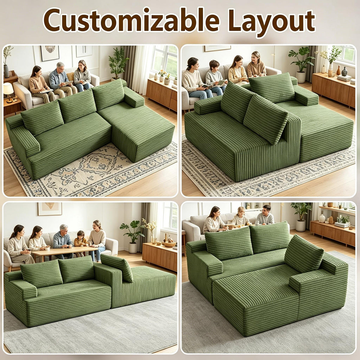 Green Right Facing Chaise W5571P500140-