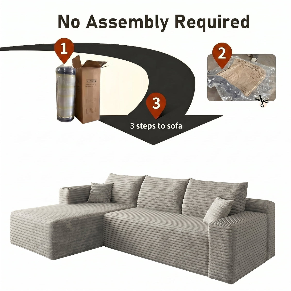 Grey Left Facing Chaise W5571P500147-