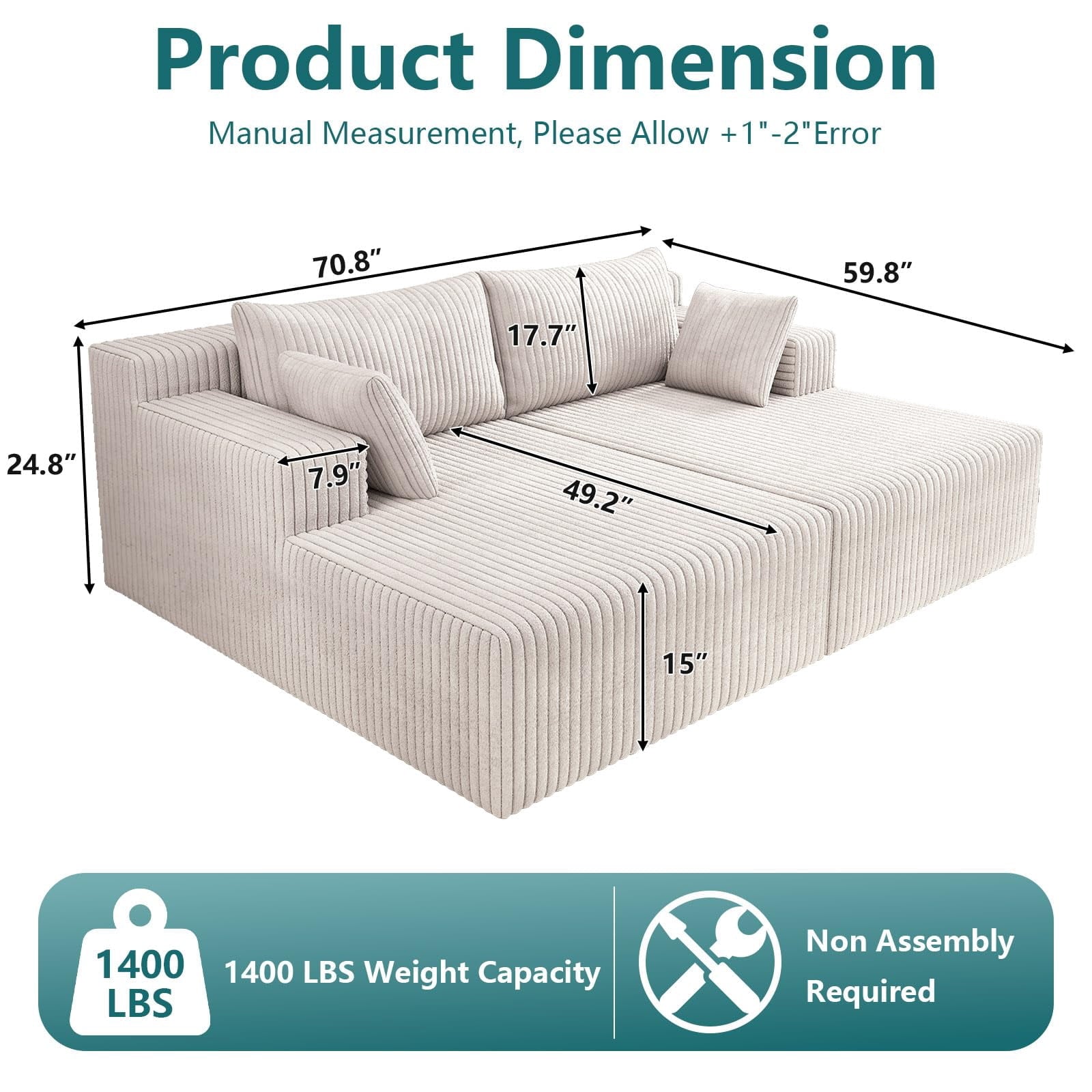White Modern, Minimalist, Cozy, Modular Living, Contemporary W5571P450561-white