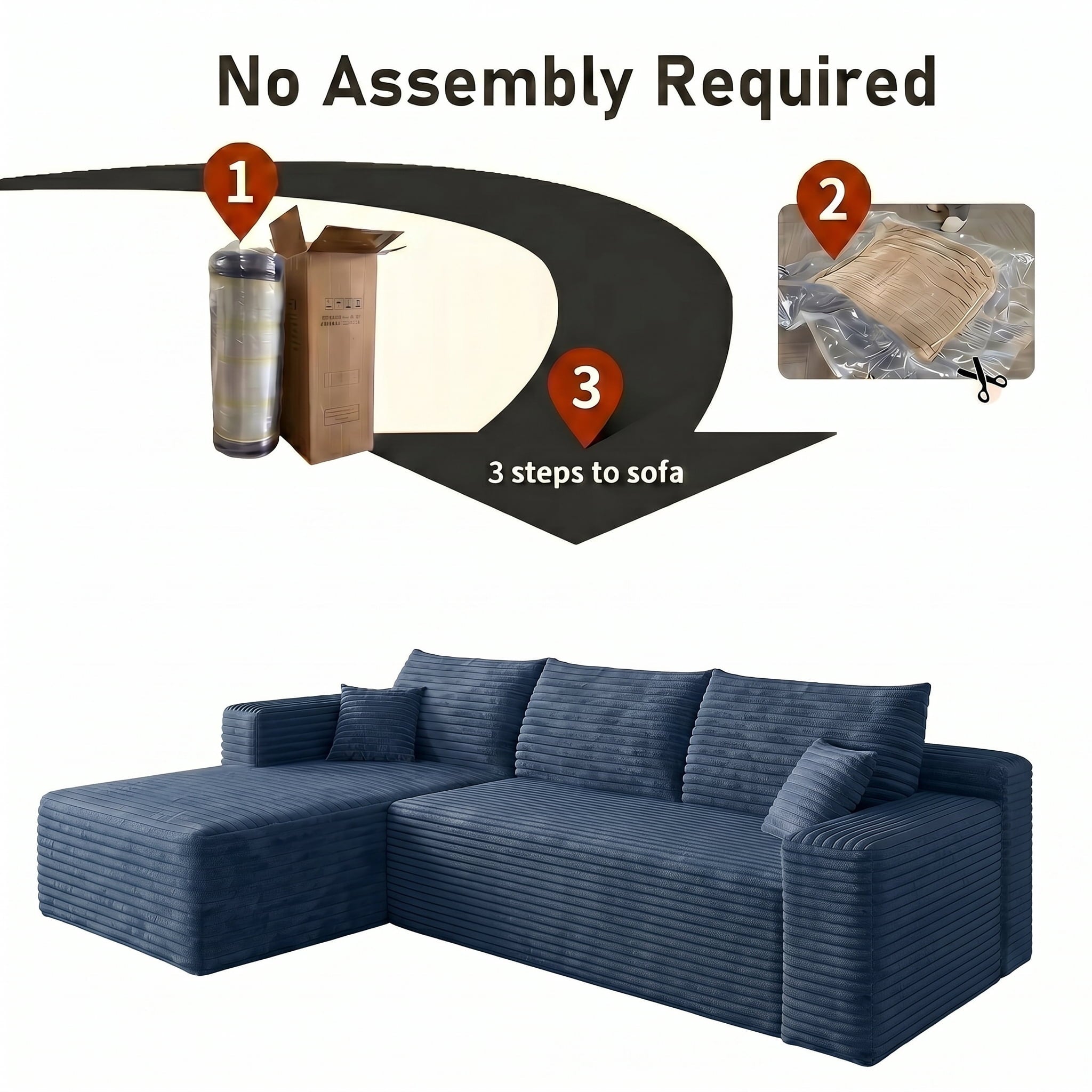 Blue Left Facing Chaise W5571P500139-