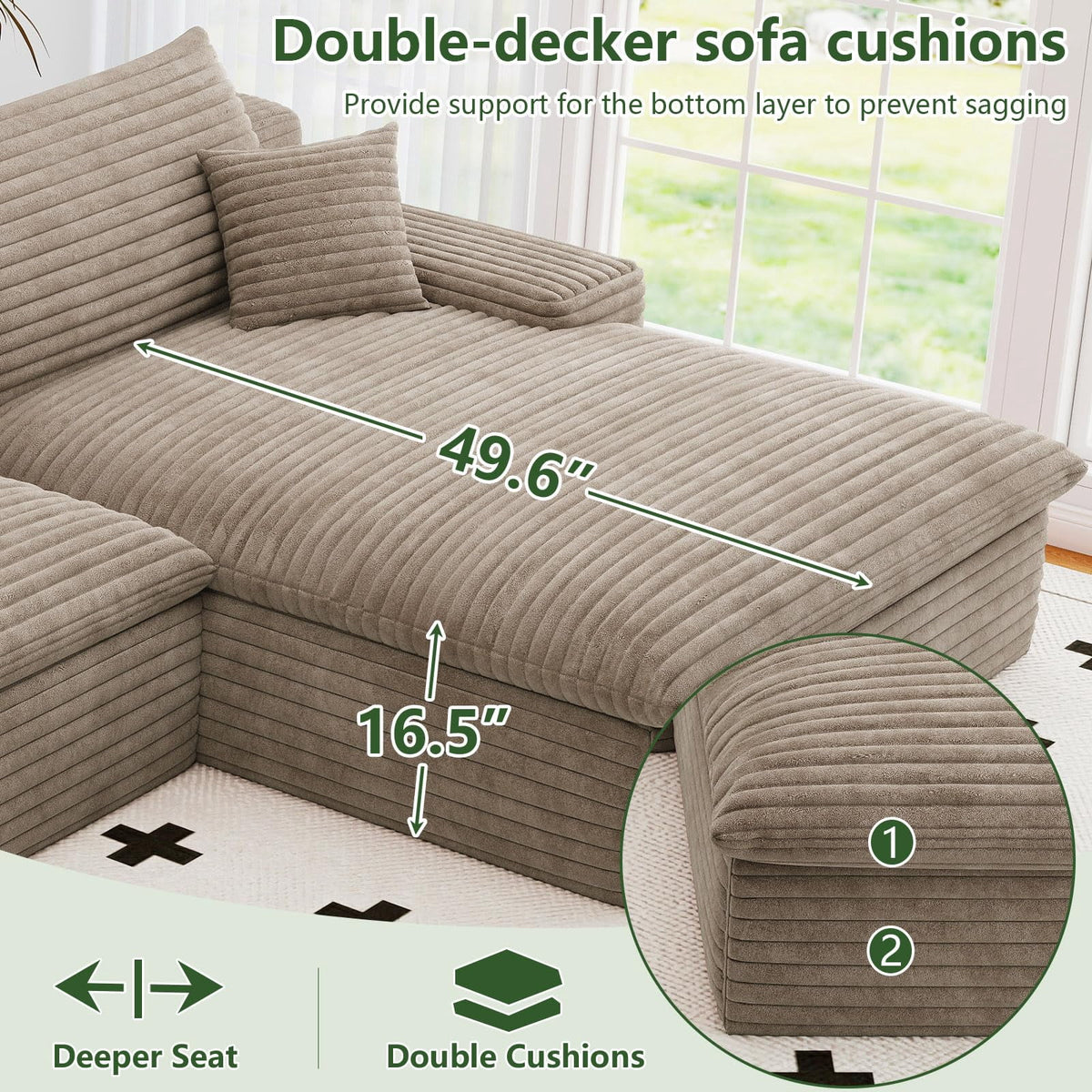 Camel U-3 Right+Ottoman W2824S00140-ZZ