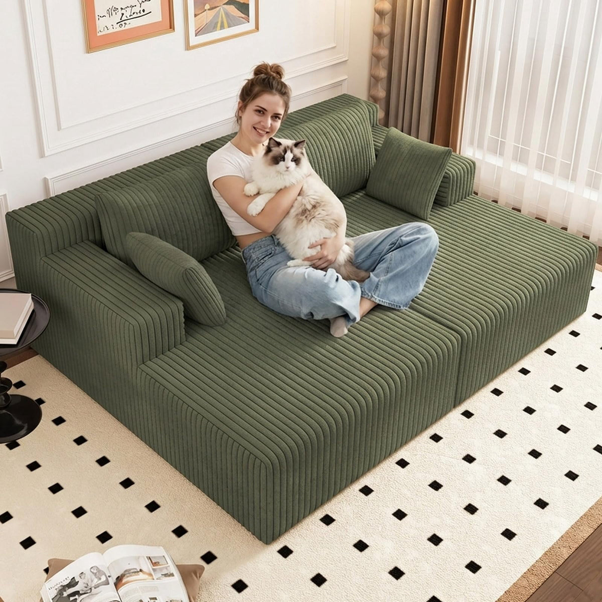 Green Modern, Minimalist, Cozy, Modular Living, Contemporary W5571P450563-green