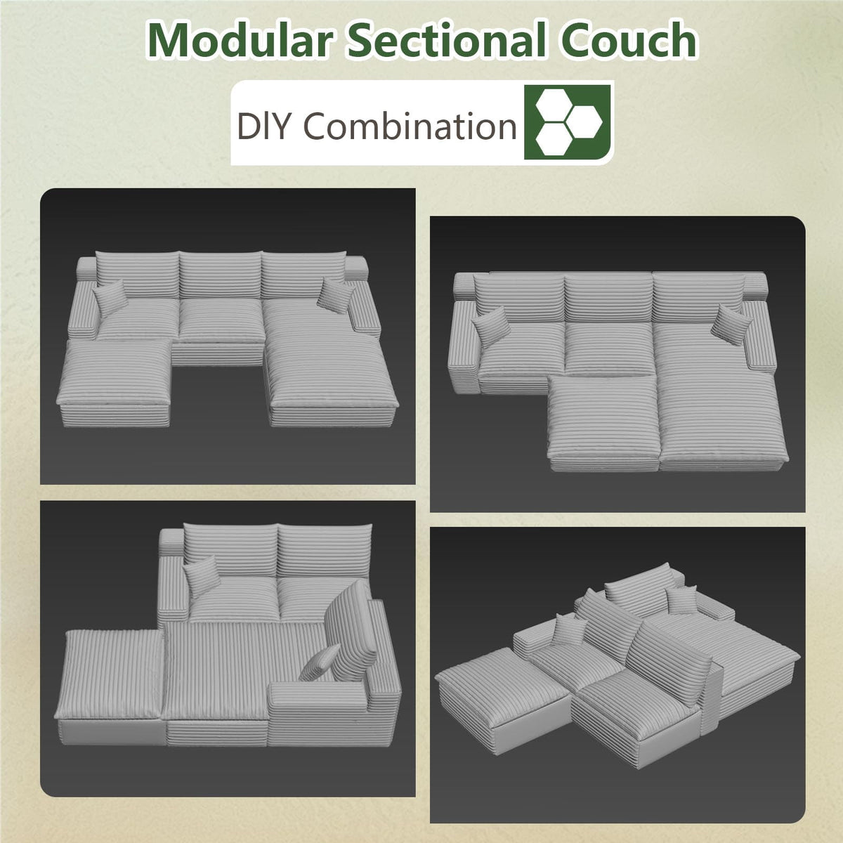 Camel U-3 Right+Ottoman W2824S00140-Z