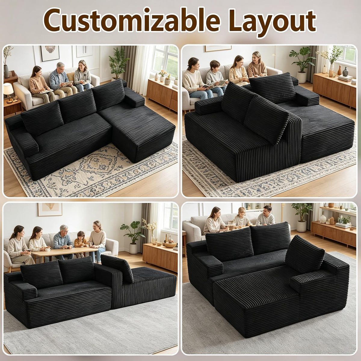 Black Right Facing Chaise W5571P500136-
