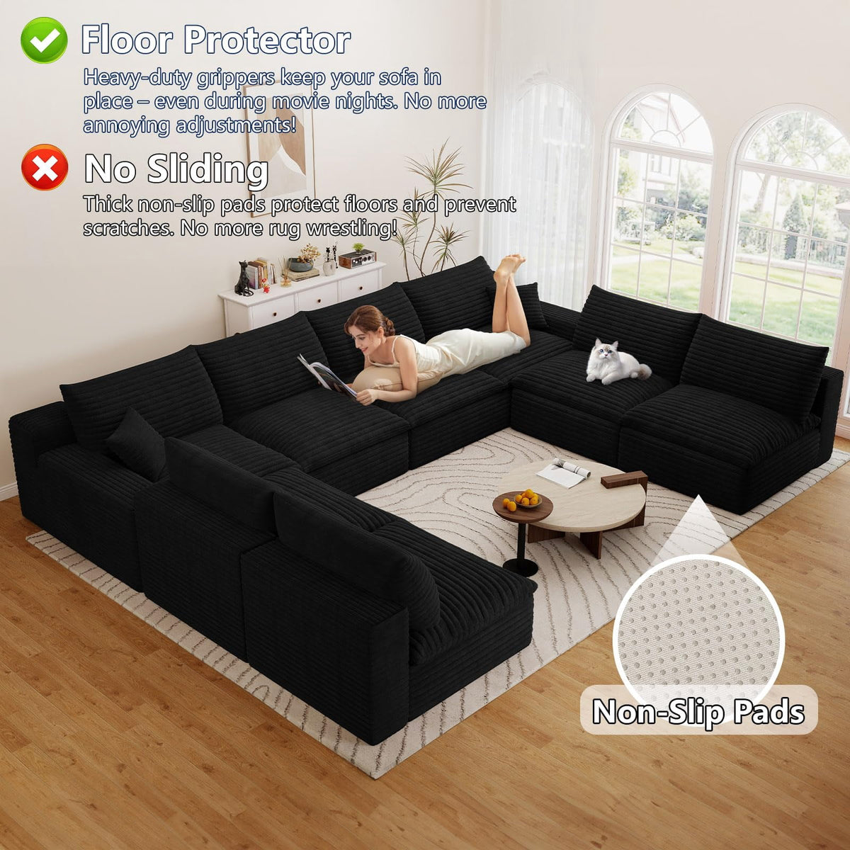 Black U-8 Seater W2824DIY108-Z