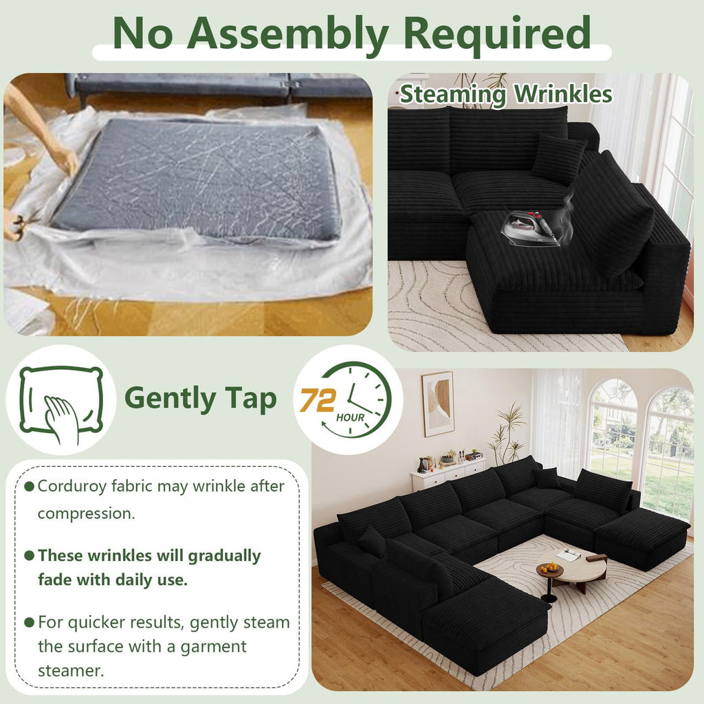 Blcak U-6 Seater+2 Ottoman W2824DIY126-ZZ